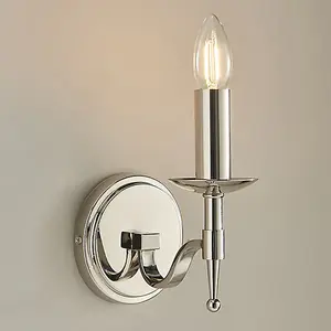 Luminosa Stanford 1 Light Indoor Candle Wall Light Polished Nickel Plate, E14