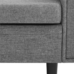 Yaheetech Light Grey Fabric Upholstered 3-Seater Corner Sofa with Ottoman