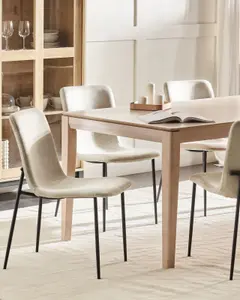 Set of 4 Dining Chairs GLENDIVE Light Beige