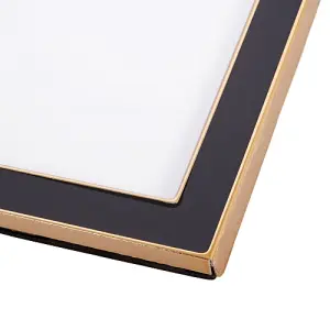 Modern Designer Shiny Gold Metal and Black 4x6 Picture Frame for Wall or Table