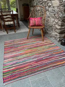 RAINBOW Rug Outdoor and Indoor Multicolour Flat Weave Style