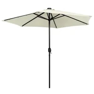 Berkfield Parasol with LED Lights and Aluminium Pole 270 cm Sand White