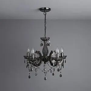 Matteo Chrome Smoked Acrylic 5-Light Pendant Chandelier for Bedroom Living Room