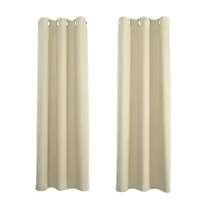 Cream Eyelet Curtains - Thermal Blackout Curtains - 46 x 63 Inch Drop - 2 Panel