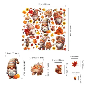 Autumn Gnomes With Pumpkins Window Clings