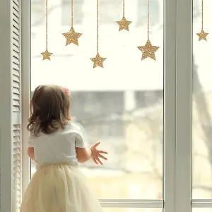 Gold Stars on Strings Window Stickers