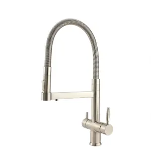 Hommix Savona Brushed Nickel 3-Way Tap & Advanced Single Filter Under-sink Drinking Water Filter & Filter Kit