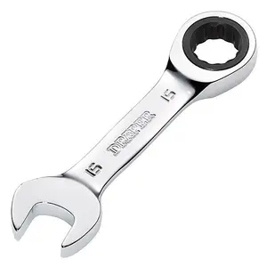 Draper Tools HI-TORQ Metric Stubby Ratchet Combination Spanner, 15mm