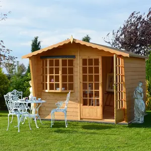 Shire Sandringham 10x8 ft & 1 window Apex Wooden Summer house with Felt tile roof - Assembly service included