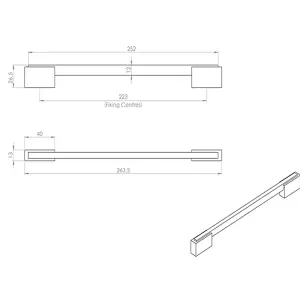 2x Thin Rectangular Bar with Recessed Plinths 224mm Centres Dual Chrome