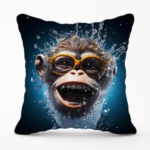 Splashart Cheeky Chimp Face Outdoor Cushion 45cm x 45cm