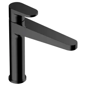 RAK Ischia Mid Height Matt Black Modern Basin Mixer Tap Solid Brass