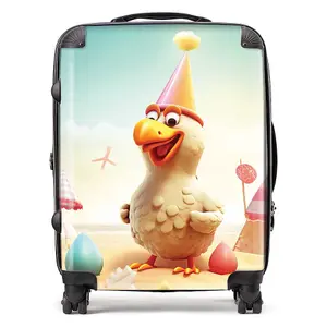 Funky Chicken On A Beach Holiday Suitcase - Large