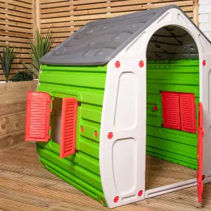 1.09m Grey & Green Kids Indoor Outdoor Plastic Wendy House Magical Playhouse