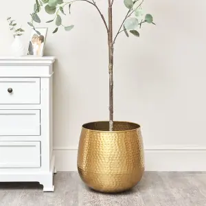 Melody Maison Large Gold Hammered Metal Planter 40cm x 38cm