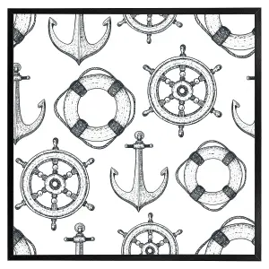 Anchor & wheel (Picutre Frame) / 16x16" / Grey