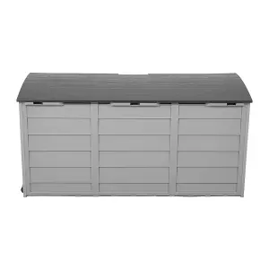 290L Waterproof Lockable Outdoor Garden Storage Box with Wheels, Dark Grey and Light Grey