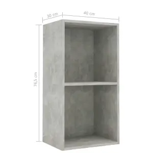 Berkfield 2-Tier Book Cabinet Concrete Grey 40x30x76.5 cm Engineered Wood