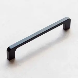 128mm Matt Black Cabinet Handle Slim Square Cupboard Drawer Door Pull Bedroom Bathroom Wardrobe Furniture Replacement Upcycle