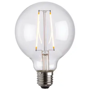 95mm GLOBE LED Filament Light Bulb CLEAR GLASS E27 Screw 2W Warm White Lamp