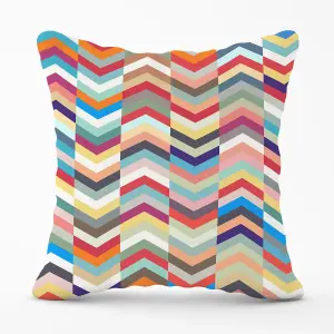 Geometric Multi Colored Chevron Pattern Outdoor Cushion 45cm x 45cm