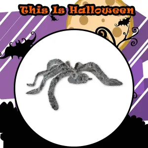 Halloween Animated Spider Light Up Eyes Moving Legs Trick or Treat Party  Grey