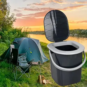 2x 22 Litre Large Outdoor Compact Portable Lightweight Camping Toilet Seat & Lid