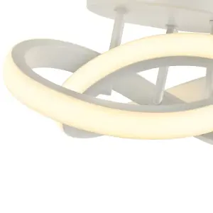 Modern LED White Ceiling Light with Swirl Thick Metal Strip Creates 1253 Lumens