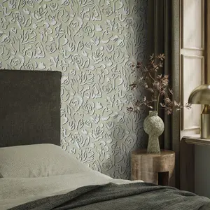 Galerie Salt Fiore Sage Metallic Flower Design Wallpaper Roll