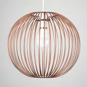 ValueLights Faraday Metal Basket Style Globe Ceiling Pendant Light Shade In Copper Effect Finish