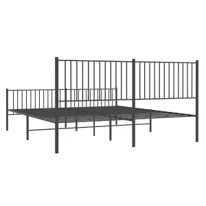 Berkfield Metal Bed Frame with Headboard and Footboard Black 200x200 cm