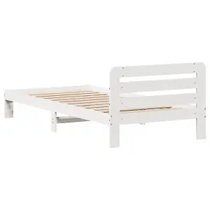 Berkfield Bed Frame without Mattress White 100x200 cm Solid Wood Pine