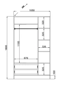 MAISON  3 Door 2 Drawer Mirrored White Wardrobe