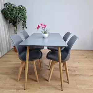 Grey Kitchen Dining Table With 4 Grey Tulip Chairs Table Set Of 4