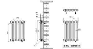 Right Radiators 600x425 mm Horizontal Traditional 2 Column Cast Iron Style Radiator Anthracite