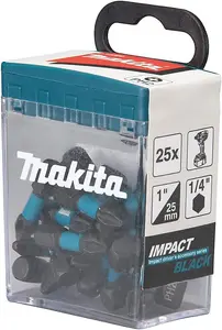 Makita E-12360 25 Piece 25mm Black Screwdriver Impact Rated Bit Set Philips PH2