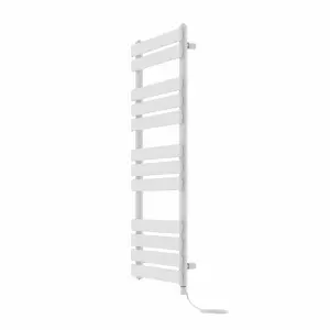 Rinse Bathrooms Electric Flat Panel Heated Towel Rail White Bathroom Ladder Radiator Warmer 1200x600mm 600W