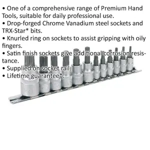 12pc TRX Star Socket Bit Set - 1/4" 3/8" 1/2" Square Drive - T10 to T60 TORX Kit