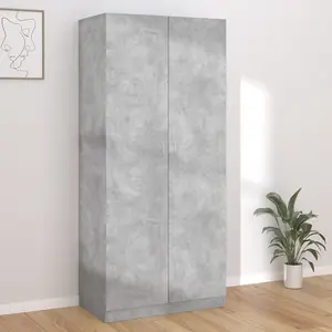 Wardrobe Concrete Grey 90x52x200 cm Engineered Wood