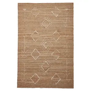 Beige Geometric Handmade Modern Rug For Bedroom & Living Room-120cm X 170cm