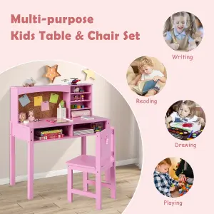 Costway Kids Desk and Chair Set Wooden Children Study Table &Chair Writing Table Set