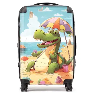 A Crocodile On A Beach Holiday Suitcase - Medium