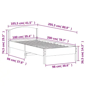 Berkfield Bed Frame without Mattress White 100x200 cm Solid Wood Pine