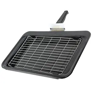 SPARES2GO Enamel Grill Pan Tray compatible with Rangemaster Oven Cooker Rack Grid Handle 445 x 276 mm