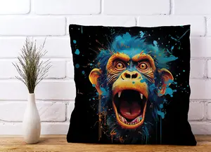 Crazy Monkey face Splashart Cushions 45cm x 45cm