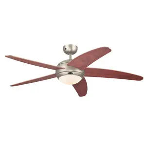 Trinity 132cm Ceiling Fan with Light Kit Light brown/Grey