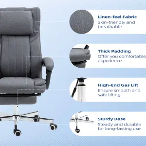 HOMCOM Executive Office Chair Reclining Office Chair with Headrest Dark Grey