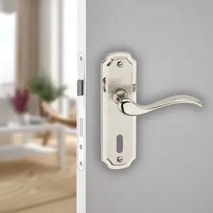 URBNLIVING 157cm Length 8 Pcs Constance Metal & Satin Nickel Keyhole Lever Latch Door Handles Set