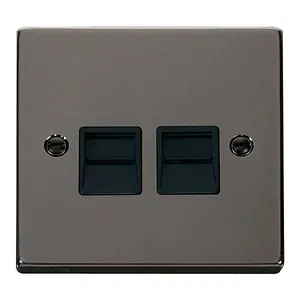 Black Nickel Secondary Telephone Twin Socket - Black Trim - SE Home