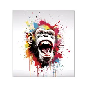 Coloured Splashart Crazy Monkey Face Premium Glass Kitchen Splashback W600mm x H600mm